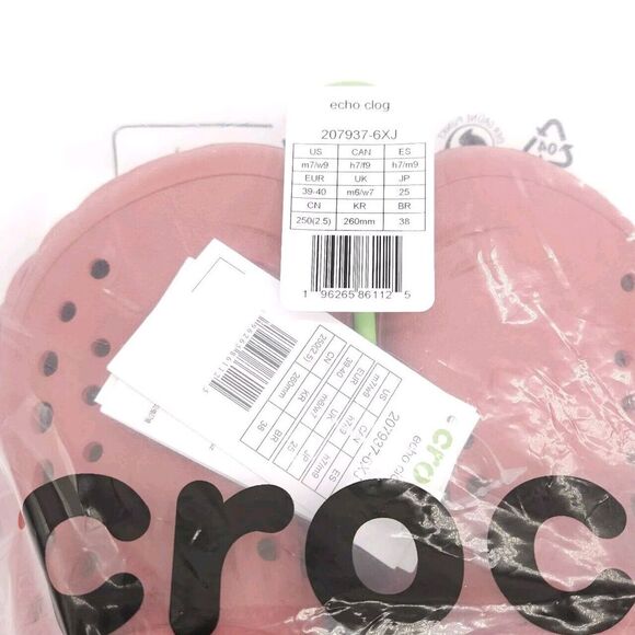 Crocs Echo Clog (Womens 9 Mens 7) Slip On Shoes Sandals Strawberry Wine Red New - Picture 7 of 7